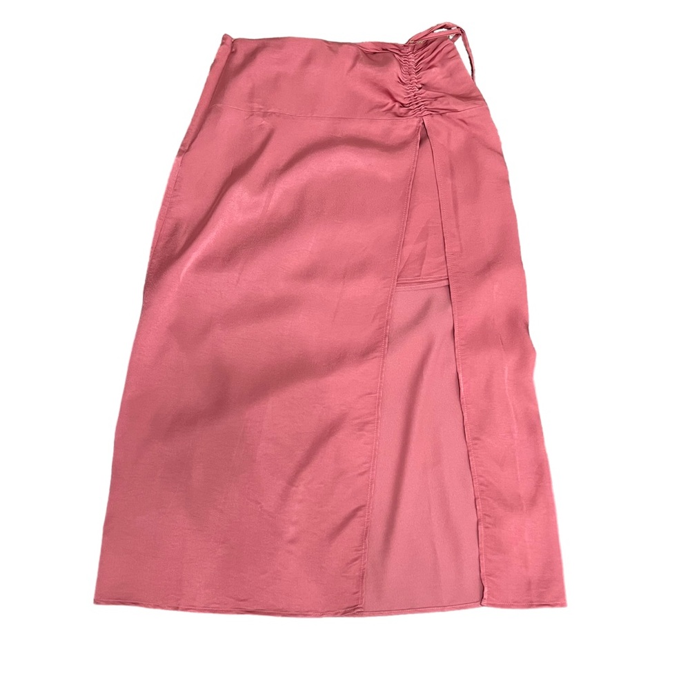 Anthropologie Ruched Midi Skirt Pink Sexy Party Size 8 NEW - Picture 6 of 9